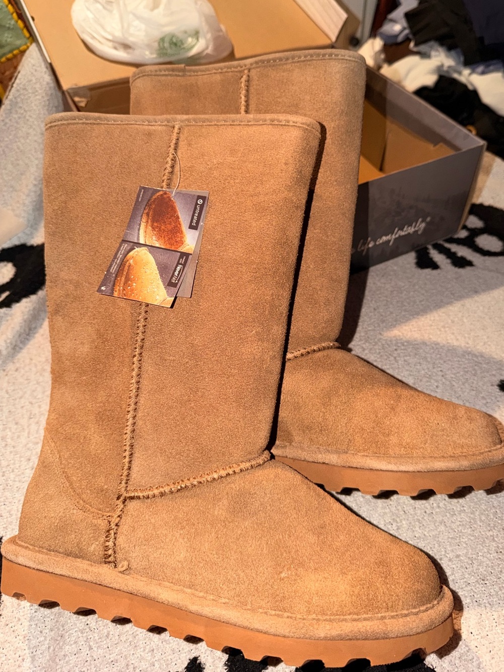 BearPaw Tall Suede Winter Boots in Chestnut